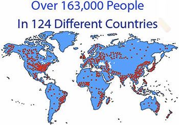 163,000 people in 124 different countries